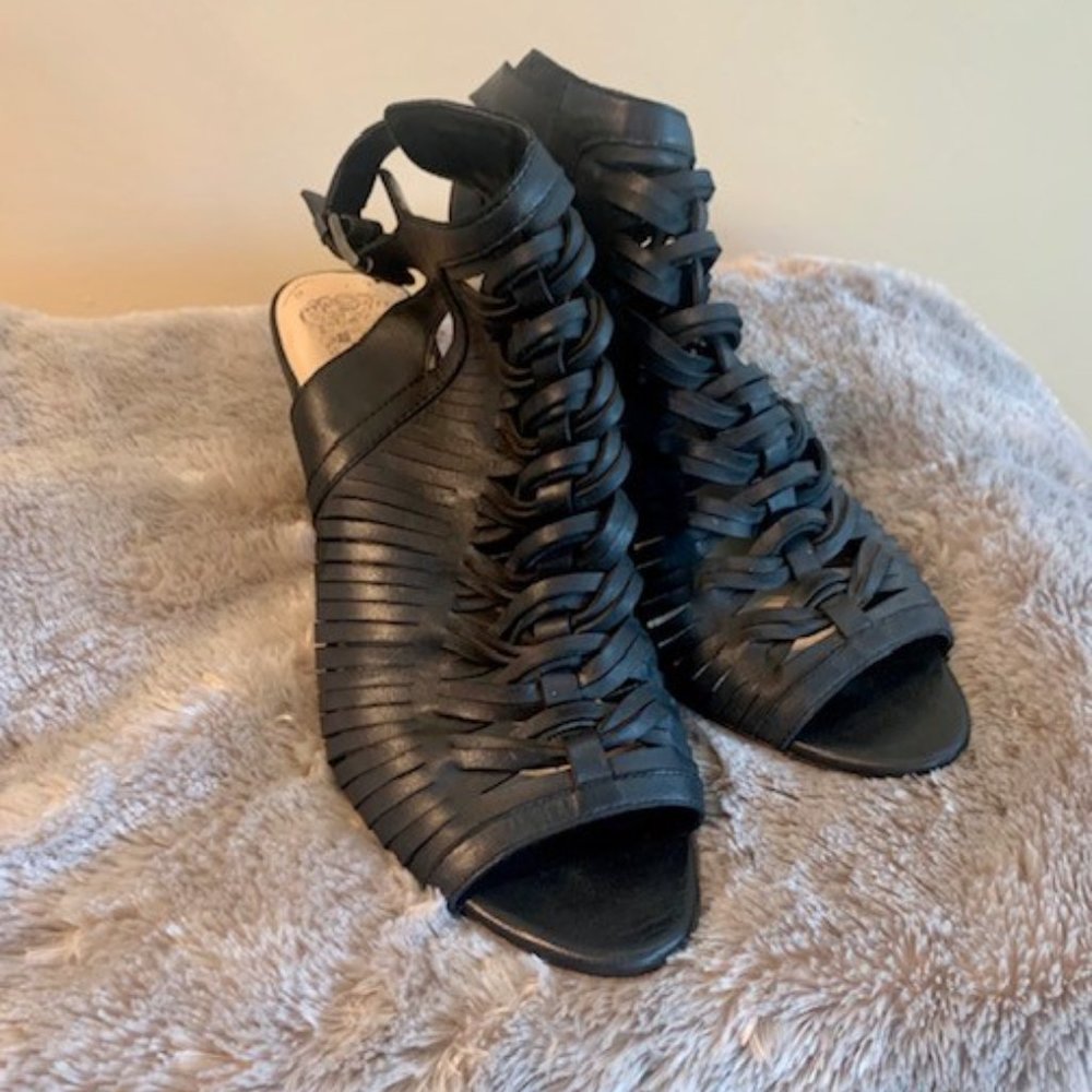 Black Strappy Leather Sandals - Vince Camuto